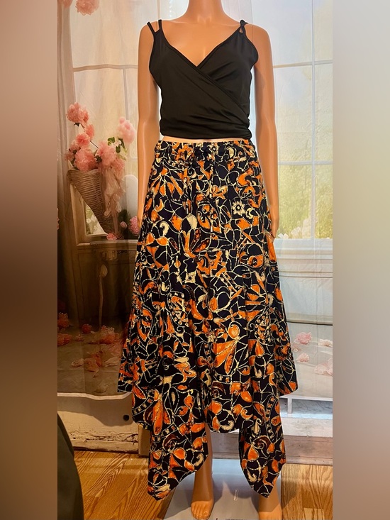 A.L.C. Dresses & Skirts - A.L.C. Black Midi Skirt with Orange Floral Print